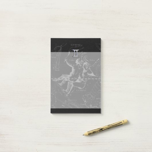 Chrome zoals Gemini Zodiac Symbol op Hevelius Post-it® Notes (Op bureau)