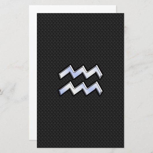 Chrome zoals het Aquarius Zodiac-symbool op de sla Briefpapier (Voorkant / Achterkant)