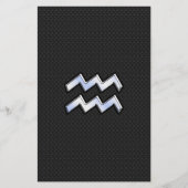 Chrome zoals het Aquarius Zodiac-symbool op de sla Briefpapier (Voorkant)