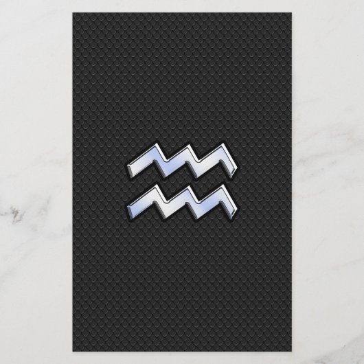Chrome zoals het Aquarius Zodiac-symbool op de sla Briefpapier (Voorkant)