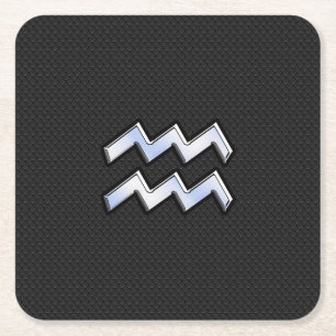 Chrome zoals het Aquarius Zodiac-symbool op de sla Kartonnen Onderzetters