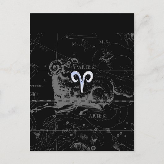 Chrome zoals het Zodiac-symbool van Aries op Hevel Briefkaart (Voorkant)