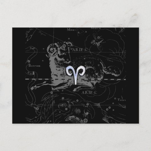 Chrome zoals het Zodiac-symbool van Aries op Hevel Briefkaart (Voorkant)