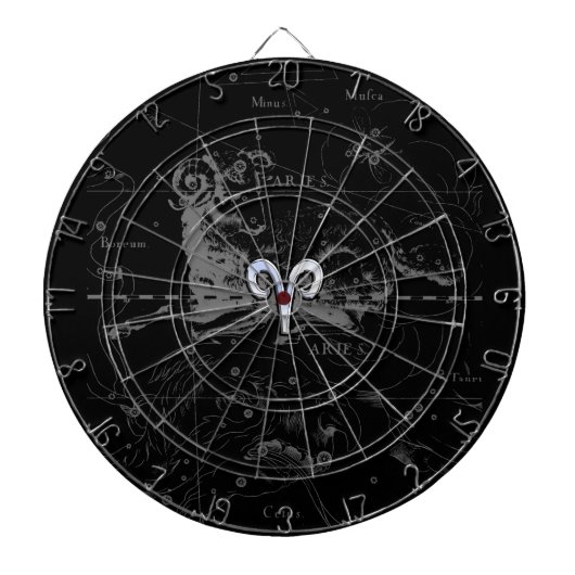Chrome zoals het Zodiac-symbool van Aries op Hevel Dartbord (Voorkant)