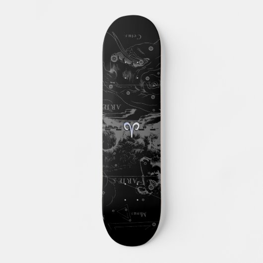 Chrome zoals het Zodiac-symbool van Aries op Hevel Skateboard (Voorkant)