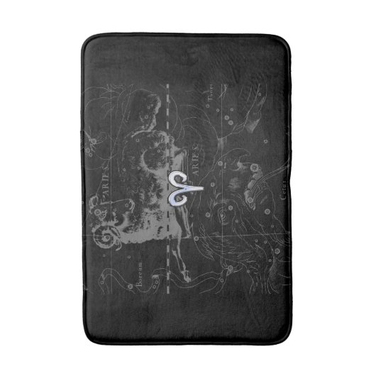 Chrome zoals het Zodiasymbool van Aries op Heveliu Badmat (Voorkant Verticaal)