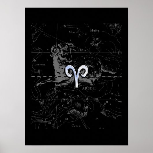 Chrome zoals het Zodiasymbool van Aries op Heveliu Poster (Voorkant)