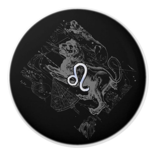 Chrome zoals Leo Zodiac Sign on Hevelius 1690 Keramische Knop (Voorkant)