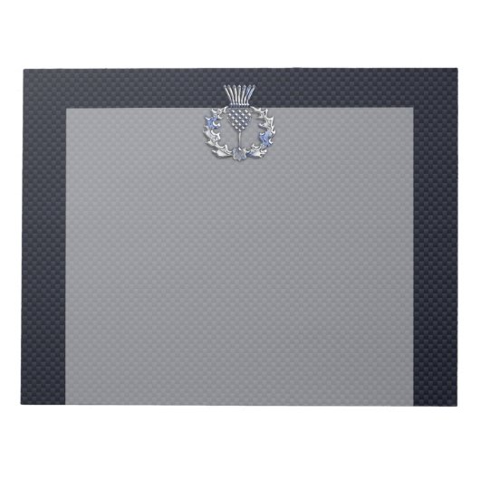 Chrome zoals op Carbon Fibre Print Scottish Thistl Notitieblok (Voorkant)