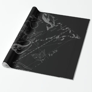 Chrome zoals Pisces Zodiac Sign on Black Hevelius Cadeaupapier