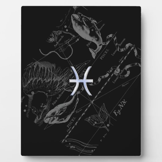 Chrome zoals Pisces Zodiac Sign on Black Hevelius Fotoplaat (Voorkant)