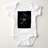 Chrome zoals Pisces Zodiac Sign on Black Hevelius Romper (Voorkant)