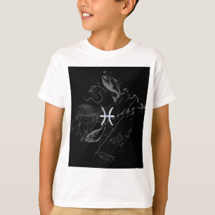 Chrome zoals Pisces Zodiac Sign on Black Hevelius T-shirt