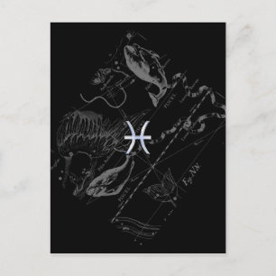 Chrome zoals Pisces Zodiac Sign on Hevelius 1690 Briefkaart