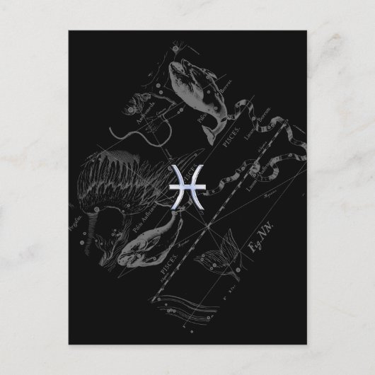 Chrome zoals Pisces Zodiac Sign on Hevelius 1690 Briefkaart (Voorkant)
