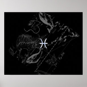 Chrome zoals Pisces Zodiac Sign on Hevelius 1690 Poster