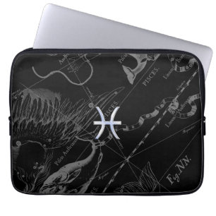 Chrome zoals Pisces Zodiac Sign on Hevelius Laptop Sleeve