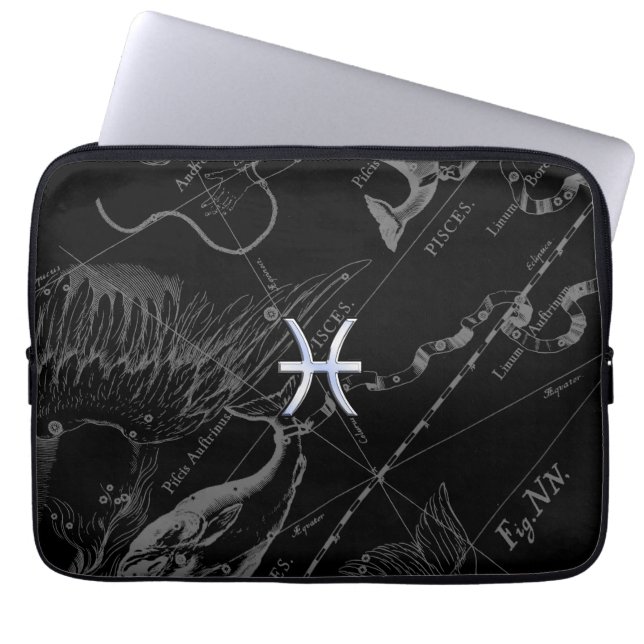 Chrome zoals Pisces Zodiac Sign on Hevelius Laptop Sleeve (Voorkant)