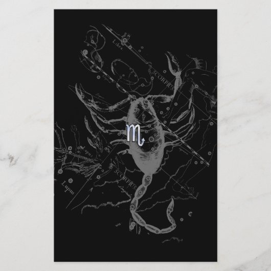 Chrome zoals Scorpio Zodiac Symbol op Hevelius Briefpapier (Voorkant)