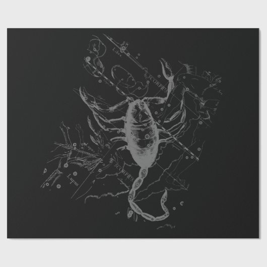Chrome zoals Scorpio Zodiac Symbol op Hevelius Cadeaupapier (Vlak)