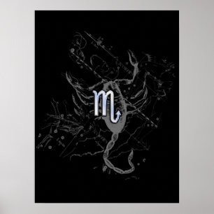 Chrome zoals Scorpio Zodiac Symbol op Hevelius Poster