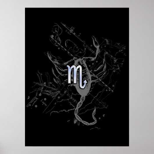 Chrome zoals Scorpio Zodiac Symbol op Hevelius Poster (Voorkant)
