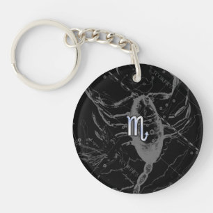 Chrome zoals Scorpio Zodiac Symbol op Hevelius Sleutelhanger