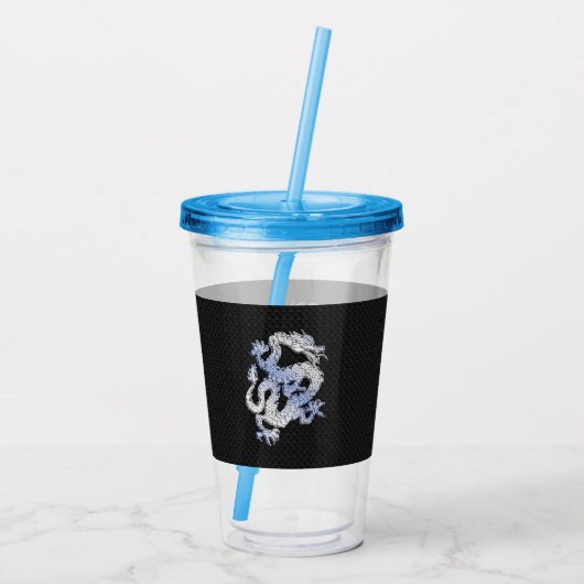 Chrome zoals Silver Dragon Black Snake Skin-stijl Acryl Drinkbeker (Achterkant)