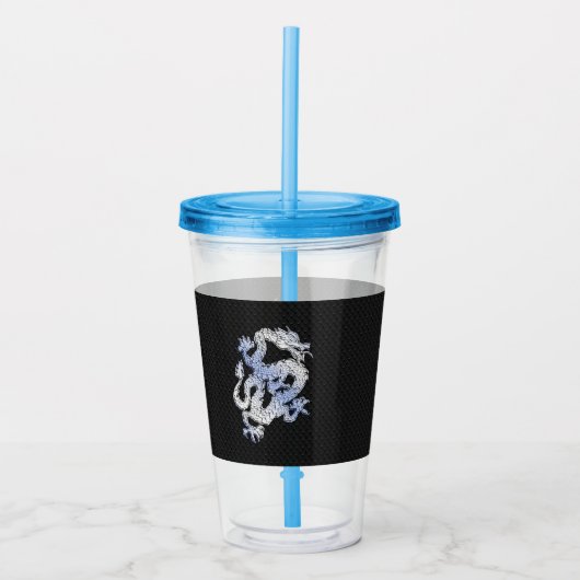 Chrome zoals Silver Dragon Black Snake Skin-stijl Acryl Drinkbeker (Voorkant)