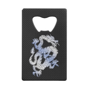 Chrome zoals Silver Dragon Black Snake Skin-stijl Creditkaart Flessenopener