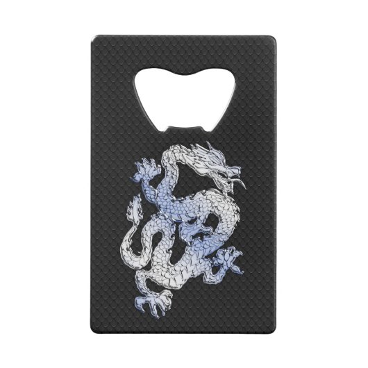 Chrome zoals Silver Dragon Black Snake Skin-stijl Creditkaart Flessenopener (Voorkant)