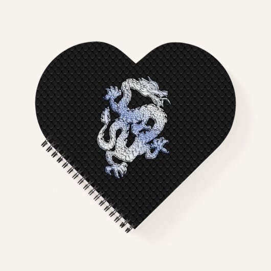 Chrome zoals Silver Dragon Black Snake Skin-stijl Notitieboek (Voorkant)