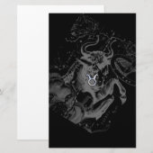 Chrome zoals Taurus Zodiac Sign on Hevelius Briefpapier (Voorkant / Achterkant)