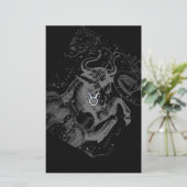 Chrome zoals Taurus Zodiac Sign on Hevelius Briefpapier (Staand voorkant)