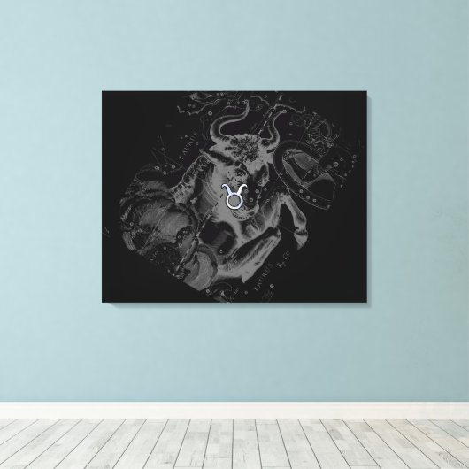 Chrome zoals Taurus Zodiac Sign on Hevelius Canvas Afdruk (Insitu (Houten vloer))