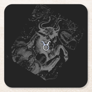 Chrome zoals Taurus Zodiac Sign on Hevelius Kartonnen Onderzetters