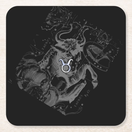 Chrome zoals Taurus Zodiac Sign on Hevelius Kartonnen Onderzetters (Voorkant)