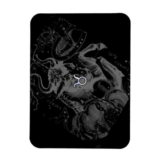 Chrome zoals Taurus Zodiac Sign on Hevelius Magneet (Verticaal)