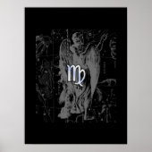 Chrome zoals Virgo Zodiac Sign on Black Hevelius Poster (Voorkant)