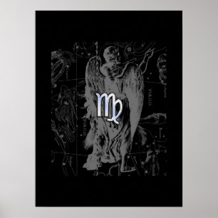 Chrome zoals Virgo Zodiac Sign on Black Hevelius Poster