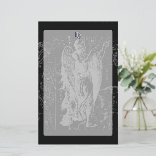 Chrome zoals Virgo Zodiac Sign on Hevelius in Blac Briefpapier (Staand voorkant)