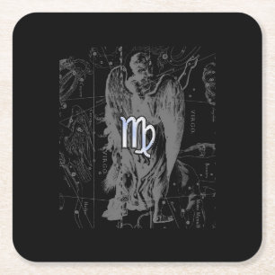 Chrome zoals Virgo Zodiac Sign on Hevelius in Blac Kartonnen Onderzetters