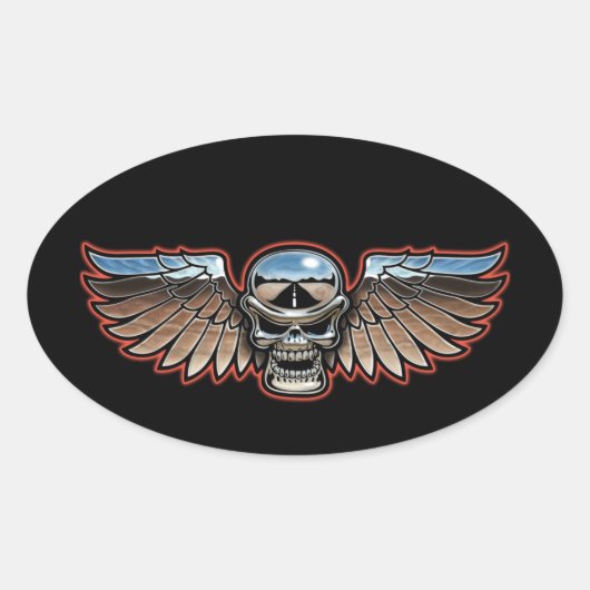 Chromeboy Wings Ovale Sticker (Voorkant)