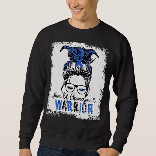 Chromosome 10 Warrior Ma Blue Ribbon Awareness Trui (Voorkant)