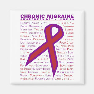Chronic Migraine Aware - Symptomen & Ribbon Magnet