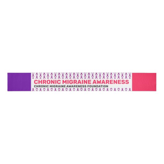 Chronic Migraine Awareness Pattern Ribbon Grosgrain Lint (Voorkant)