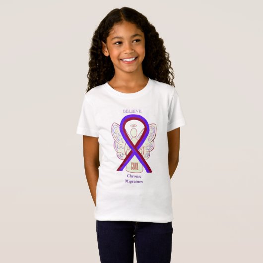 Chronic Migraines Awareness Ribbon Angel Shirten T-shirt (Voorkant volledig)