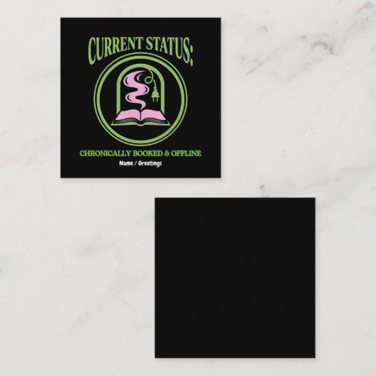 Chronically Booked & Offline Analog Reading Escape Vierkante Visitekaartje (Voorkant / Achterkant)