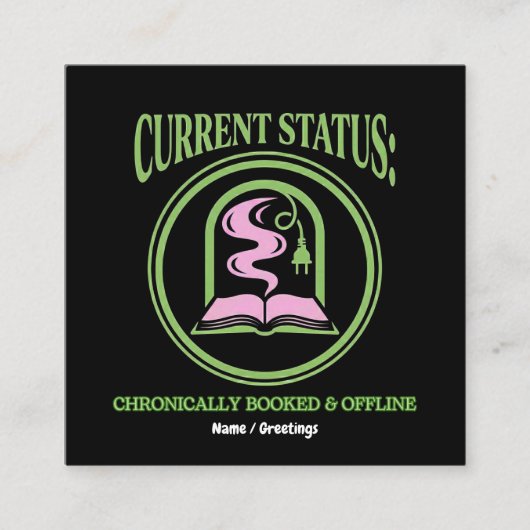 Chronically Booked & Offline Analog Reading Escape Vierkante Visitekaartje (Voorkant)