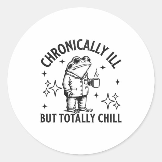 Chronically Ill Funny Frog Chronic Pain & Illn Ronde Sticker (Voorkant)